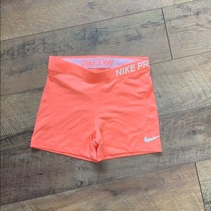 Nike Pro Neon Coral/Orange Spandex Shorts